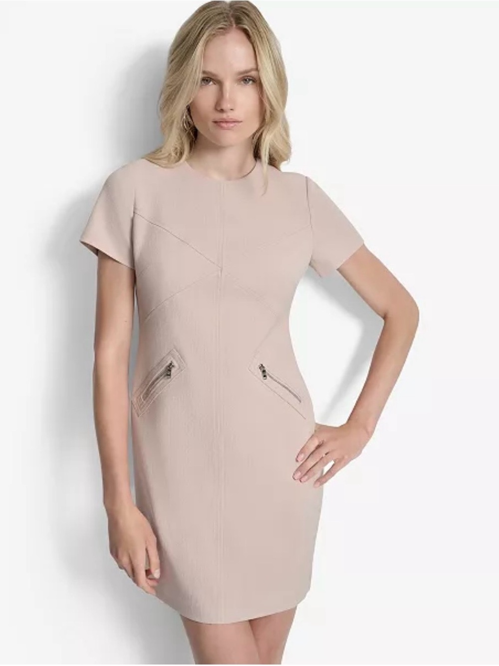 DKNY Beige Short-Sleeve Sheath Dress size 12 NWT